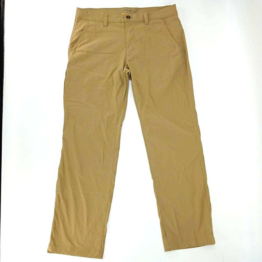 Eddie Bauer Travex 34x32 Khaki Tan Nylon Stretch Hiking Travel Pants Gorpcore